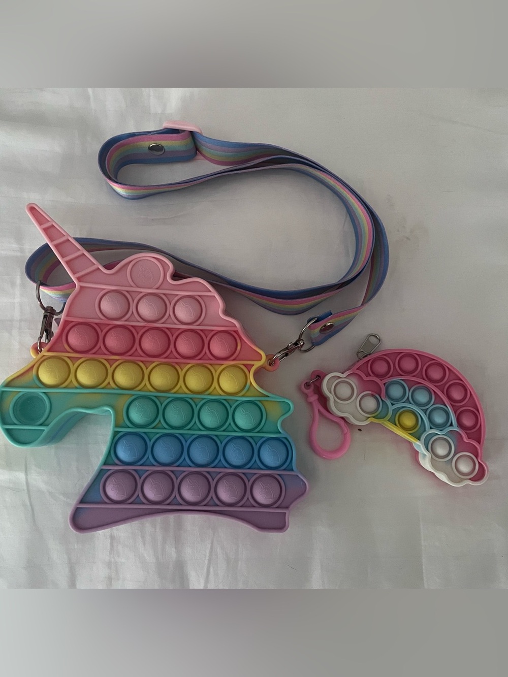 Rainbow Pop-It Crossbody Bag with Matching Keychain